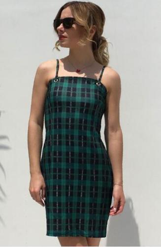 Black and Green Straps Mini Dress