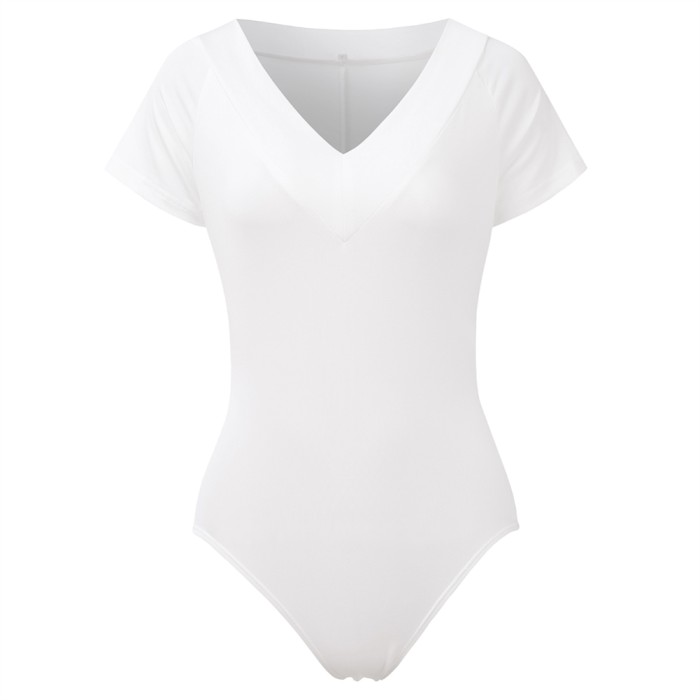 Summer Solid Color V-Neck Bodysuit