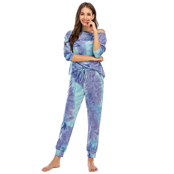 Autumn Two Piece Tie Dye Pants Pajama Set