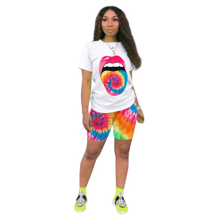 Summer Casual Tie Dye Two Piece Short Set