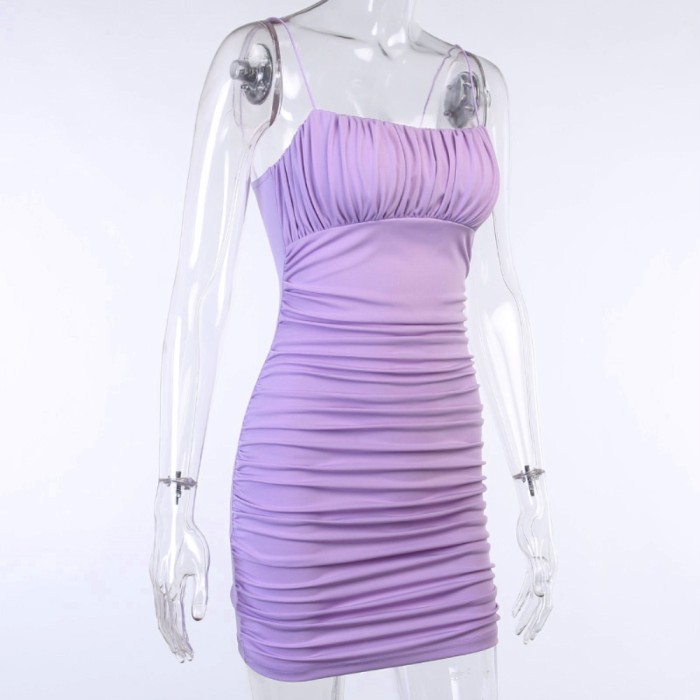 Sexy Strap Ruched Mini Dress