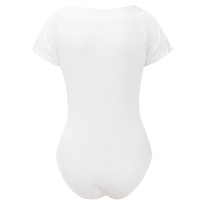 Summer Solid Color V-Neck Bodysuit