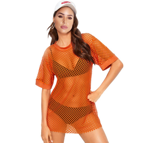 Sexy Fishnet O-Neck Tall Shirt