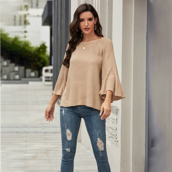 Autumn Bat Sleeving Pullover Sweater