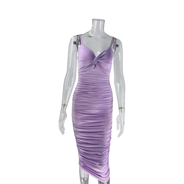 Sexy Straps Plain Midi Dress