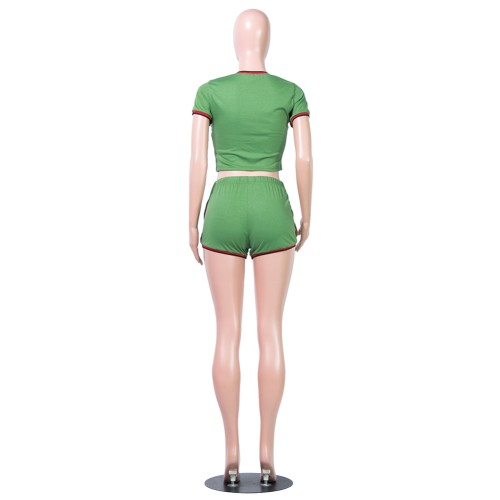 Summer Sports Two Piece Biker Shorts Set