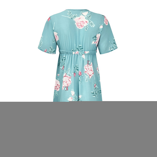 Print Flower High Waist Casual Dress