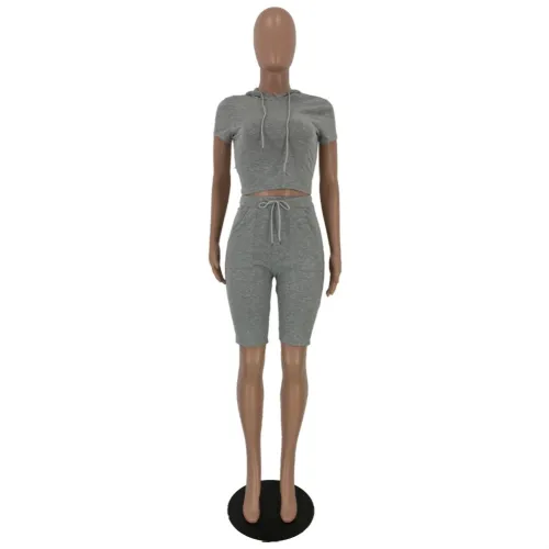 Summer Sports Two Piece Plain Short Set