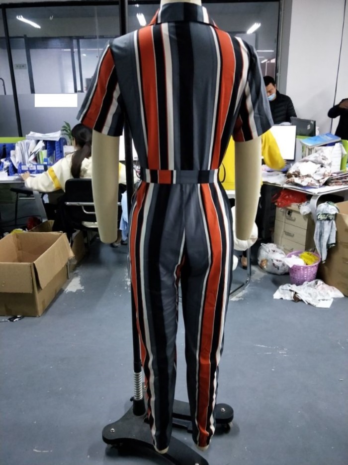 Summer Casual Striped Jumpsuit with Belt