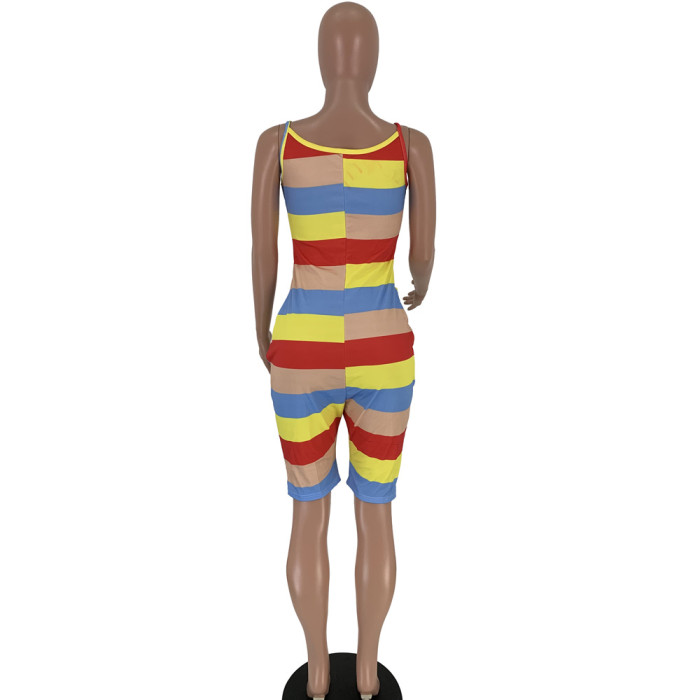 Sexy Colorful Straps Pocket Jumpsuit