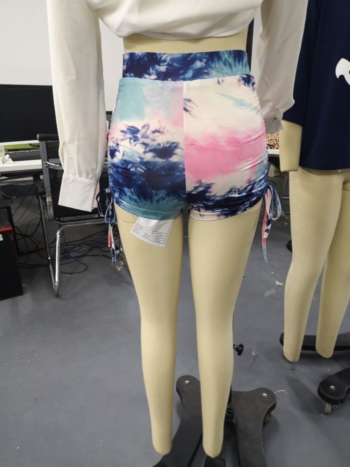 Sexy Tie Dye High Waist Scrunch Jogger Shorts