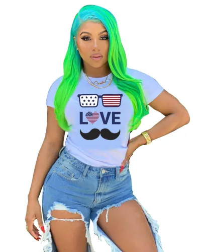 Summer Print O-Neck Basic Shirt