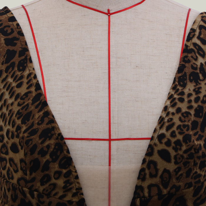 Deep-V Sexy Leopard Long Dress