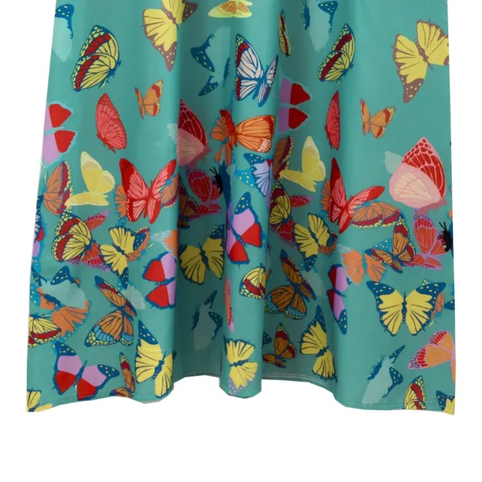 Butterfly Print Sleeveless Long Boho Dress
