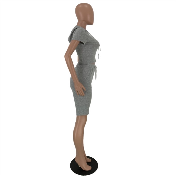 Summer Sports Two Piece Plain Short Set