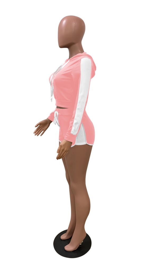 Fall Contrast Shorts Hoody Tracksuit