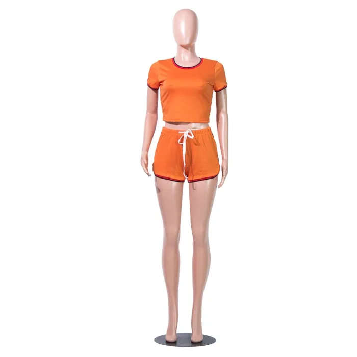 Summer Sports Two Piece Biker Shorts Set