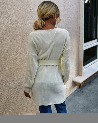 Falls Plain Pocket Cardigans with Belt