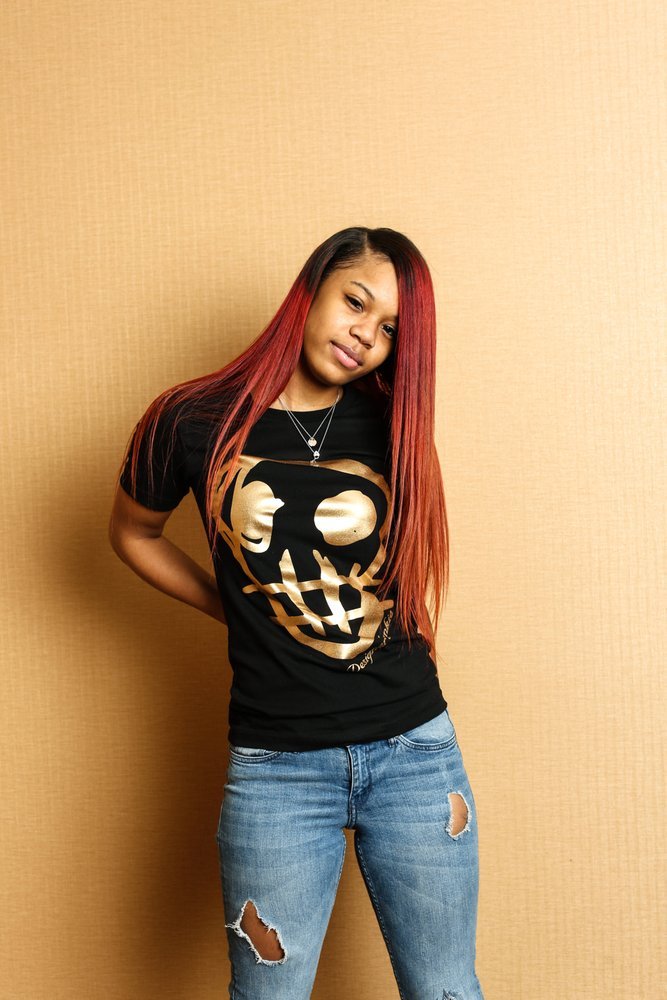 Print Black O-Neck Tight Shirt