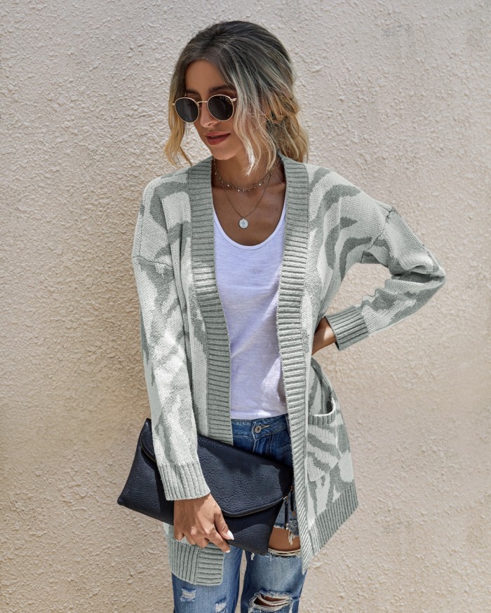 Falls Zebra Long Pocket Cardigans