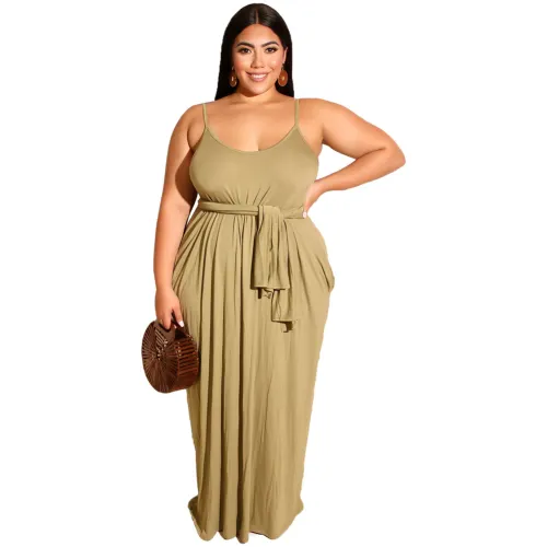Sheer Straps Long Pocket Dress bb
