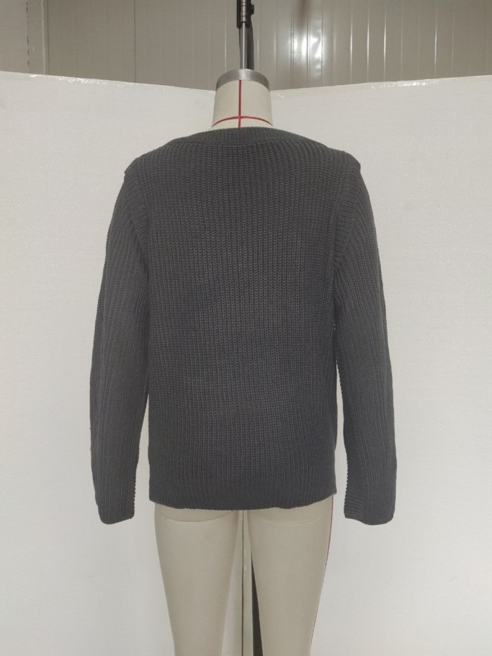 Fall Regular O Neck Plain Pullover Sweater