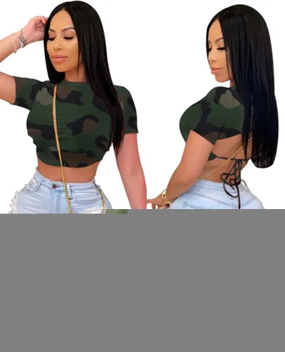 Sexy Camou Print Crop Top