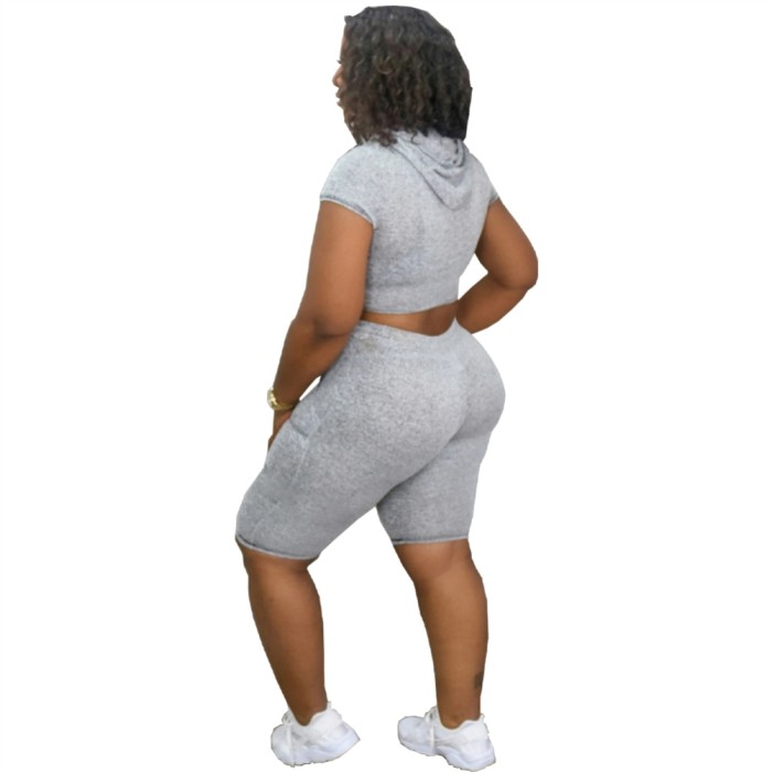 Summer Sports Two Piece Plain Short Set