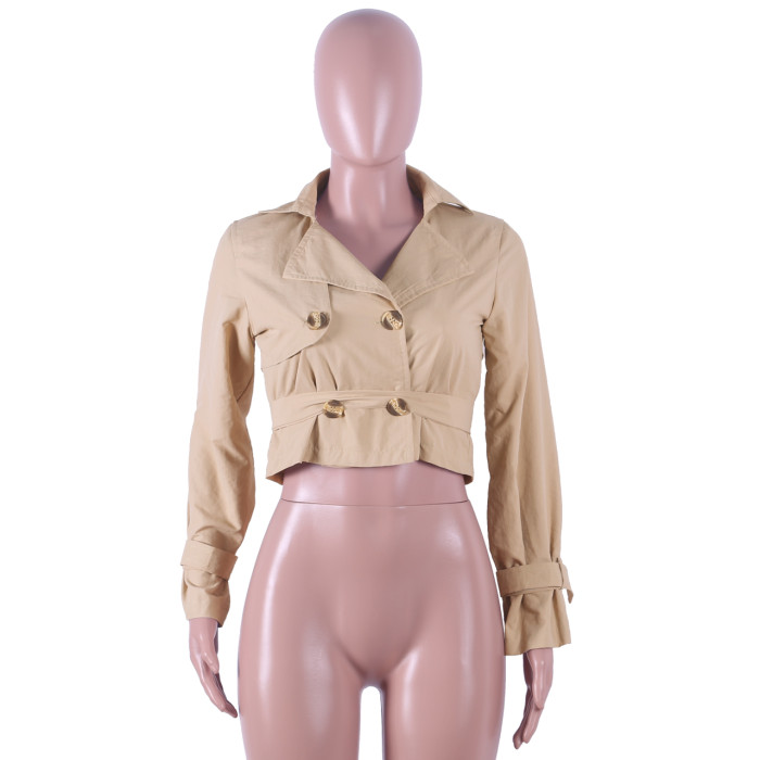 Khaki Short Jacket with Belt