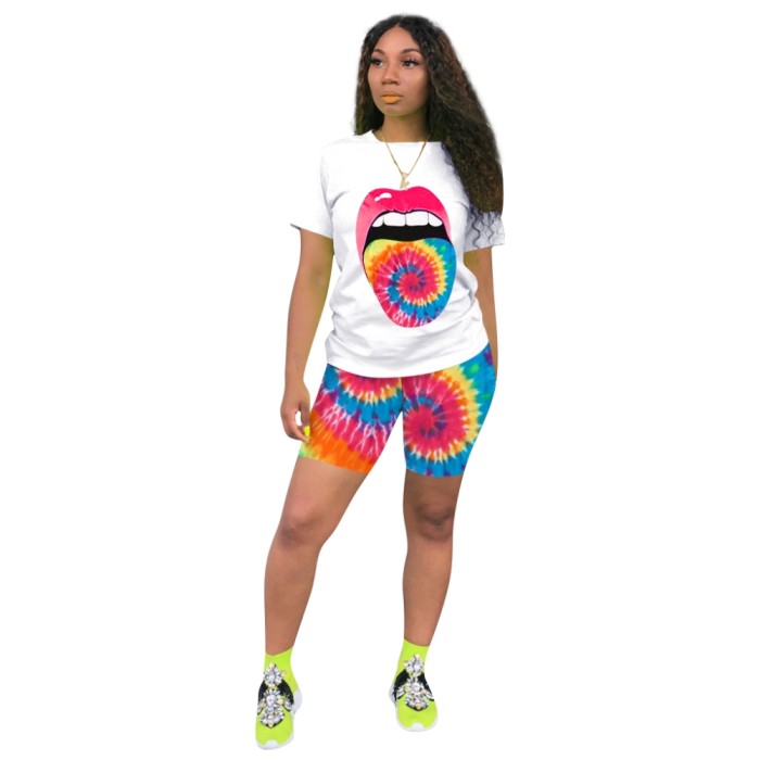 Summer Casual Tie Dye Two Piece Short Set