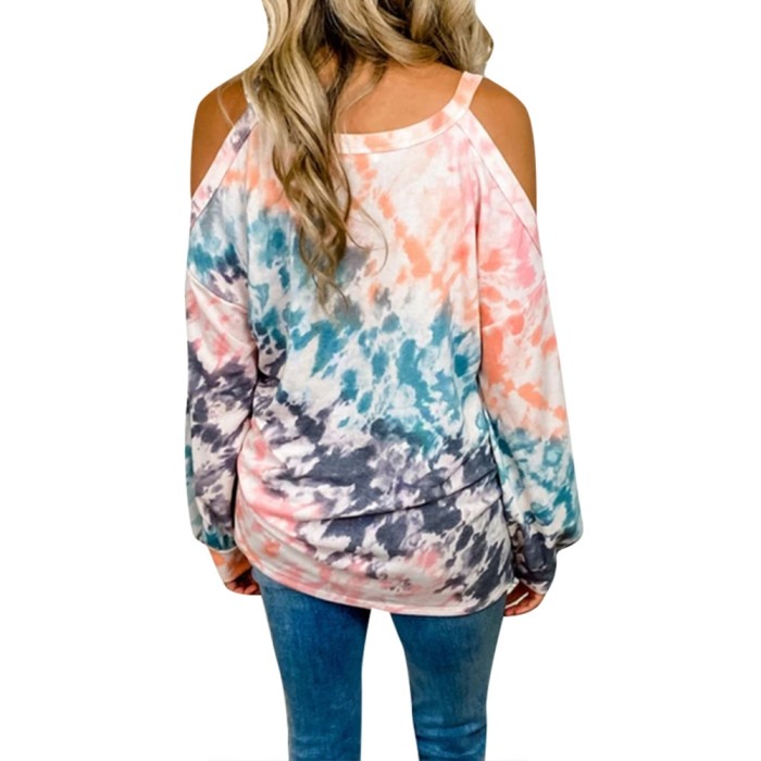Fall Tie Dye Halter Shirt with Sleeves