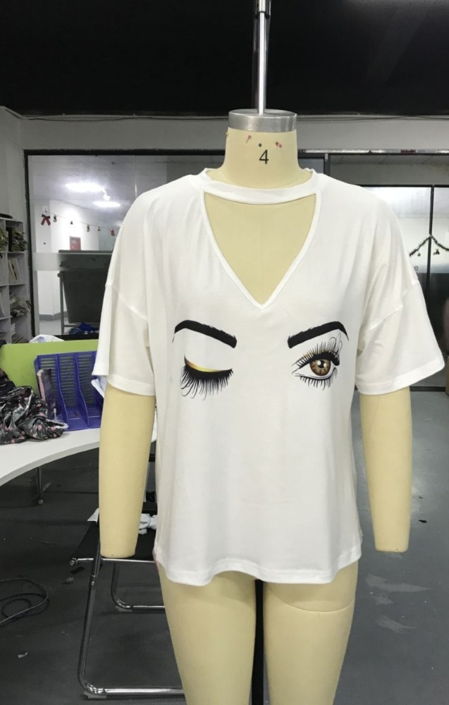 Summer Print V Neck Regular Shirt