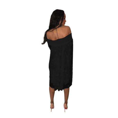 Off Shoulder Polka Mesh Dress