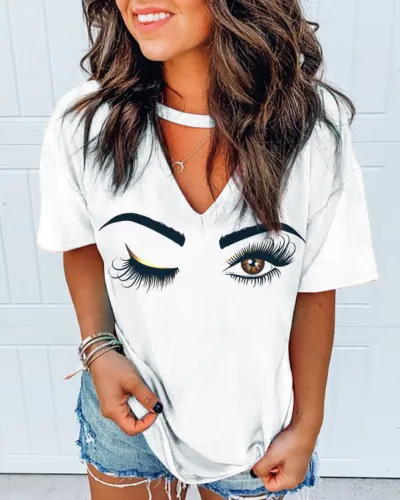 Summer Print V Neck Regular Shirt