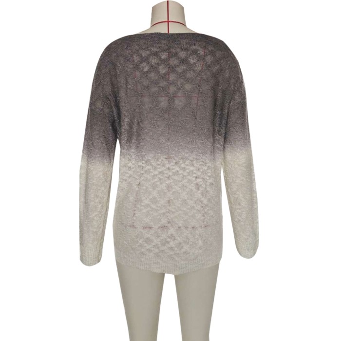 Autumn Gradient V-Neck Loose Knit Top