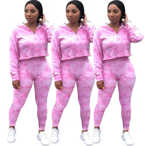 Fall Tie Dye Two Piece Pants Set