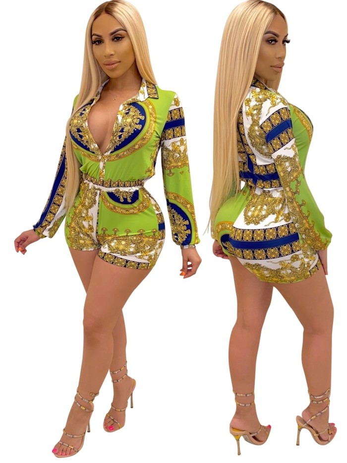 Sexy Leopard Long Sleeve Bodycon Rompers