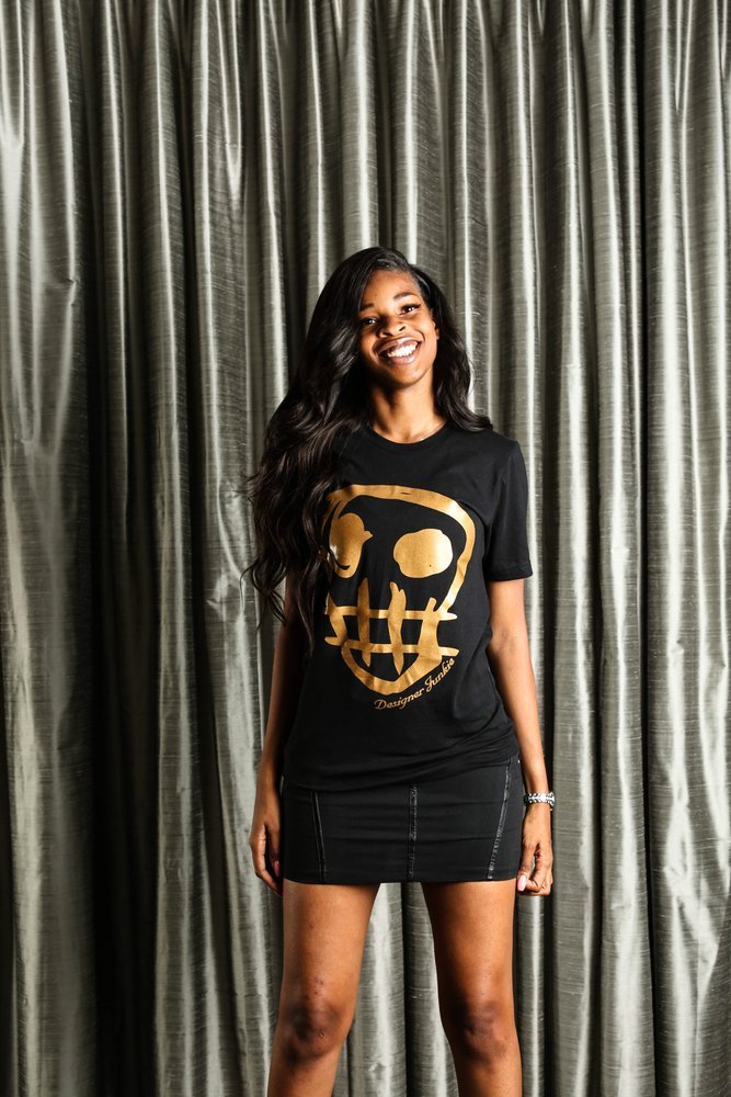 Print Black O-Neck Tight Shirt