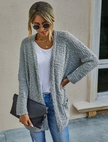 Autumn Polar Fleece Long Pocket Cardigans