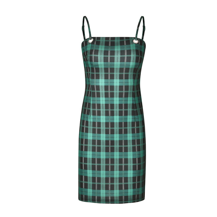 Black and Green Straps Mini Dress