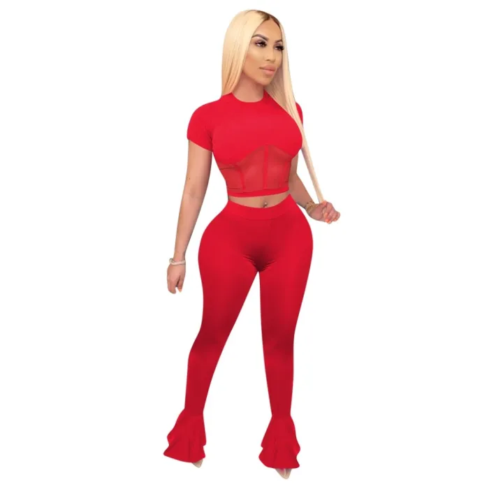 Summer Sexy Tight Crop Top and Flare Leggings