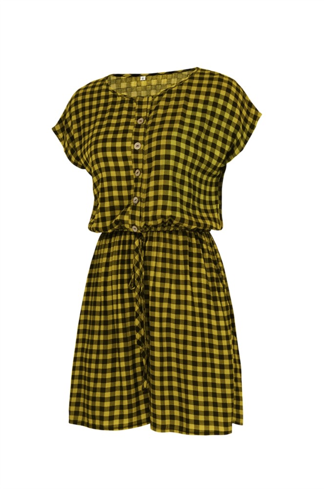 Summer O-Neck Plaid Short Dress