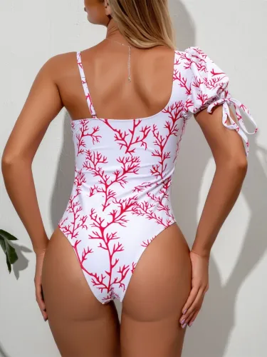 Sexy Print One Piece Irregular Swimwear