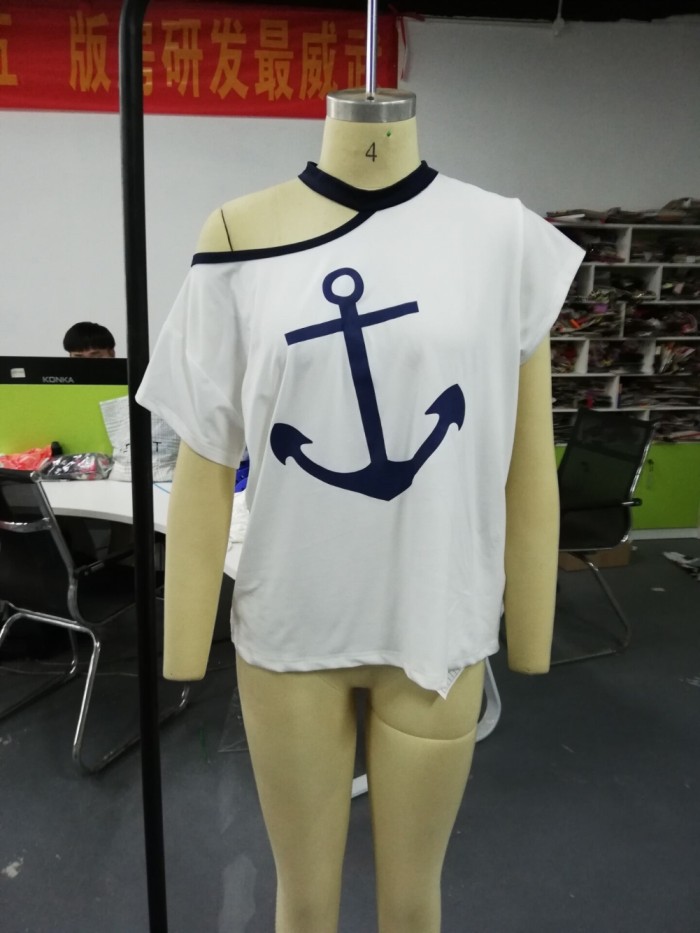 Summer Print O Neck Irregular Shirt