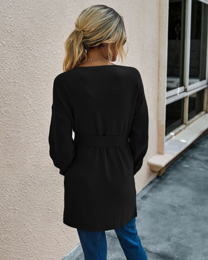 Falls Plain Pocket Cardigans with Belt