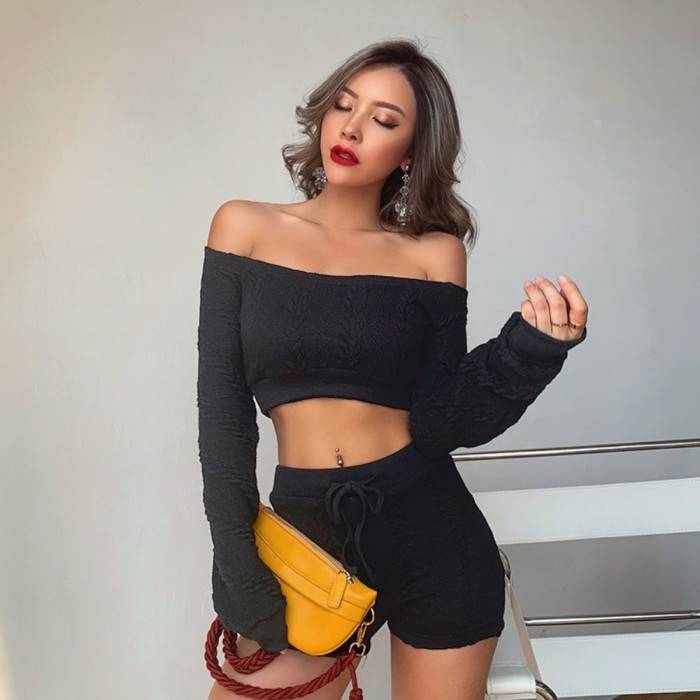 Sexy Knitted Crop Top and Shorts Set