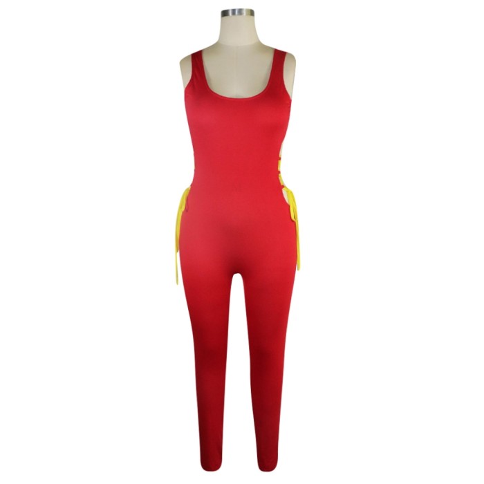 Sexy Lace Up Sleeveless Bodycon Jumpsuit