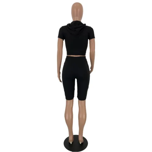 Summer Sports Two Piece Plain Short Set