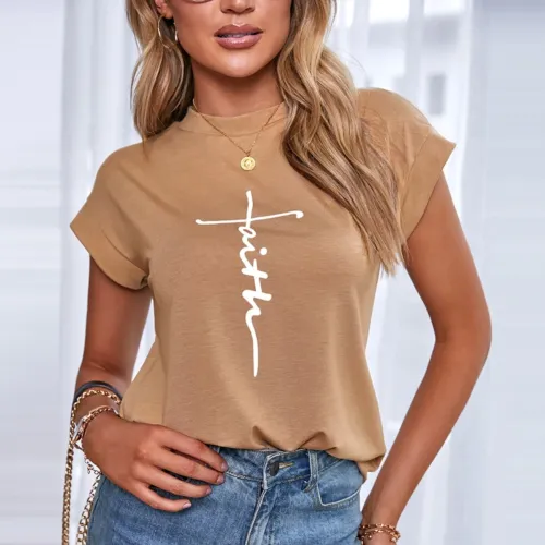 Summer Print O Neck Regular Shirt