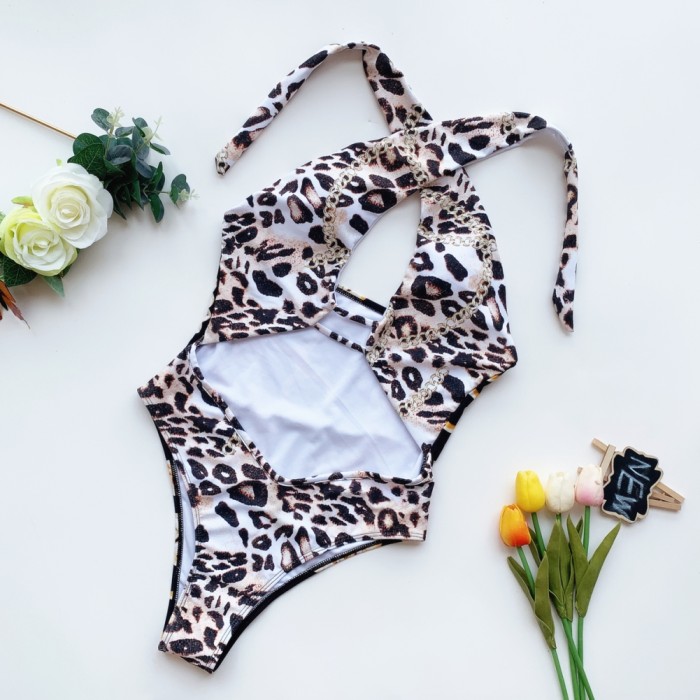 Sexy One Piece Cut Out Leopard Swimwear